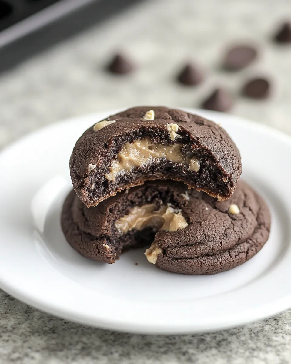Homemade Peanut Butter Filled Chocolate Cookies photo