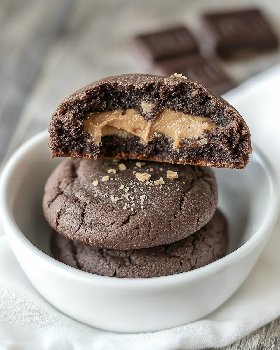 Easy Peanut Butter Filled Chocolate Cookies shot