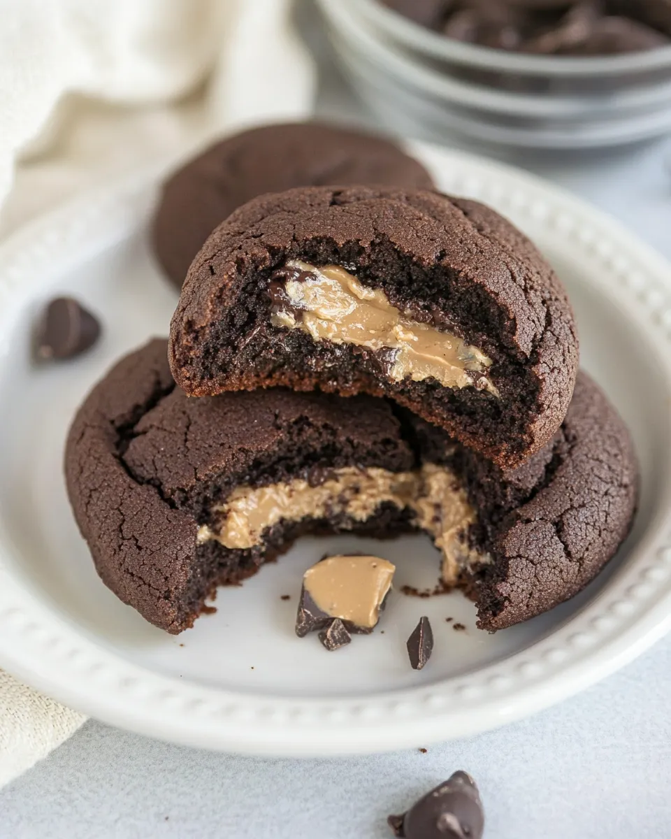 Delicious Peanut Butter Filled Chocolate Cookies recipe photo