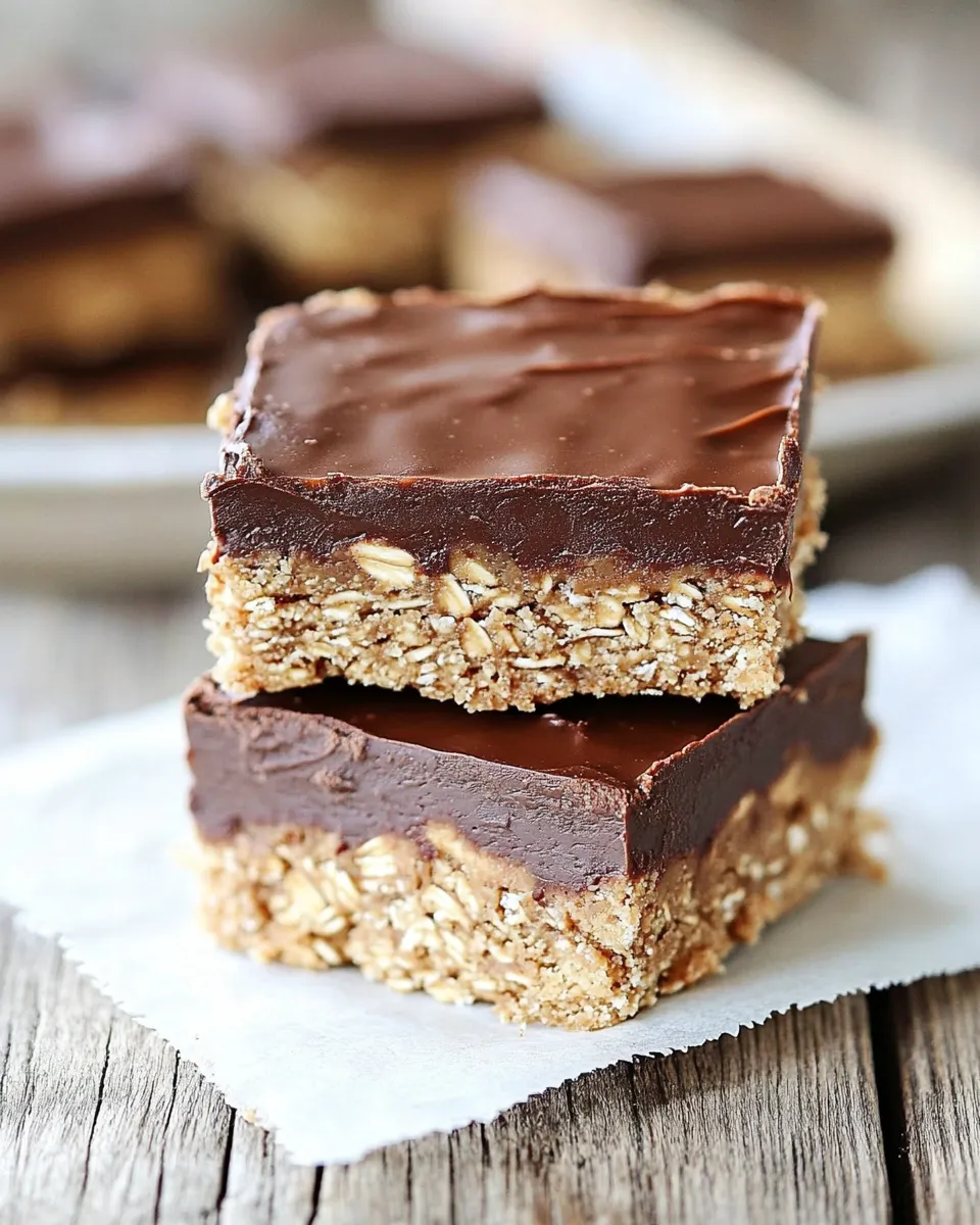 Delicious Peanut Butter Oatmeal Bars with Chocolate Frosting image