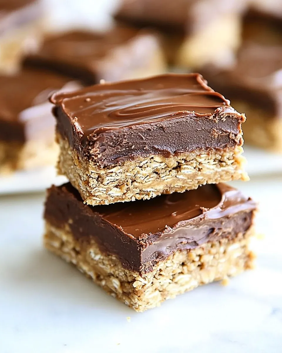 Easy Peanut Butter Oatmeal Bars with Chocolate Frosting recipe photo