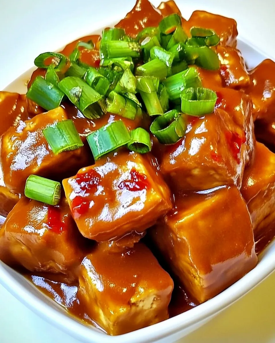 Savory Peanut Butter Tofu with Sriracha shot