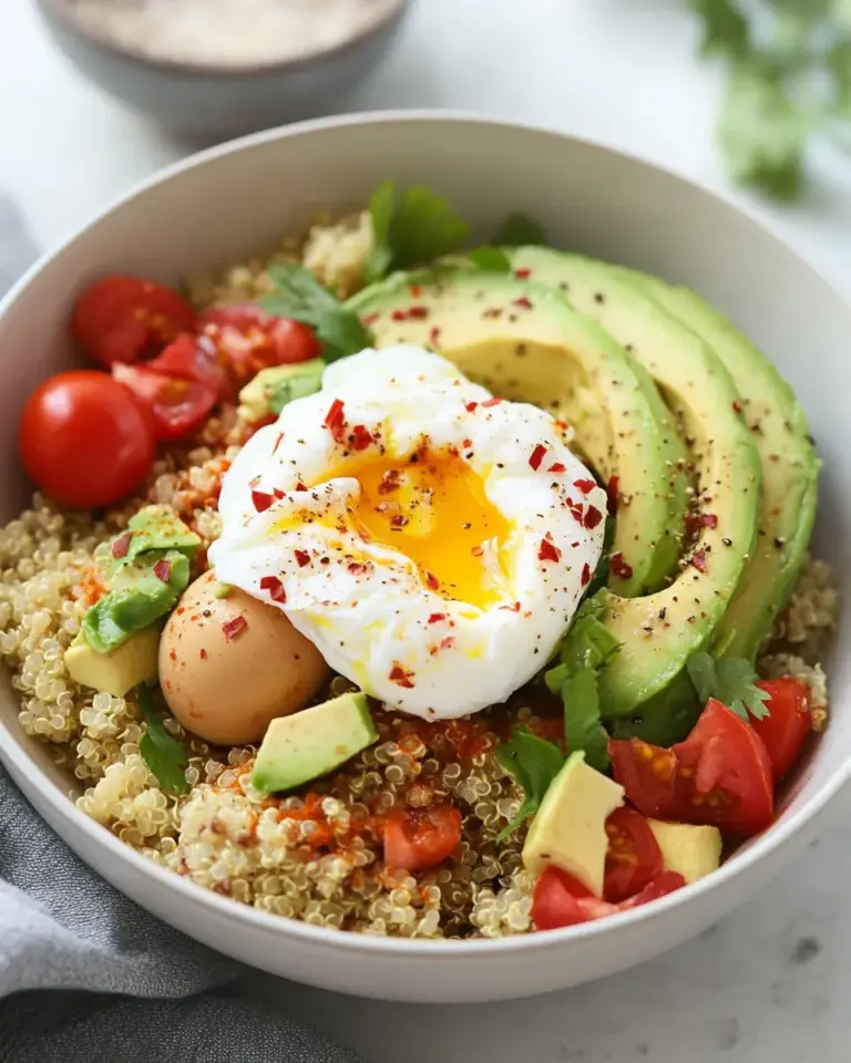 Easy Perfect Avocado and Poached Egg Quinoa Bowl photo