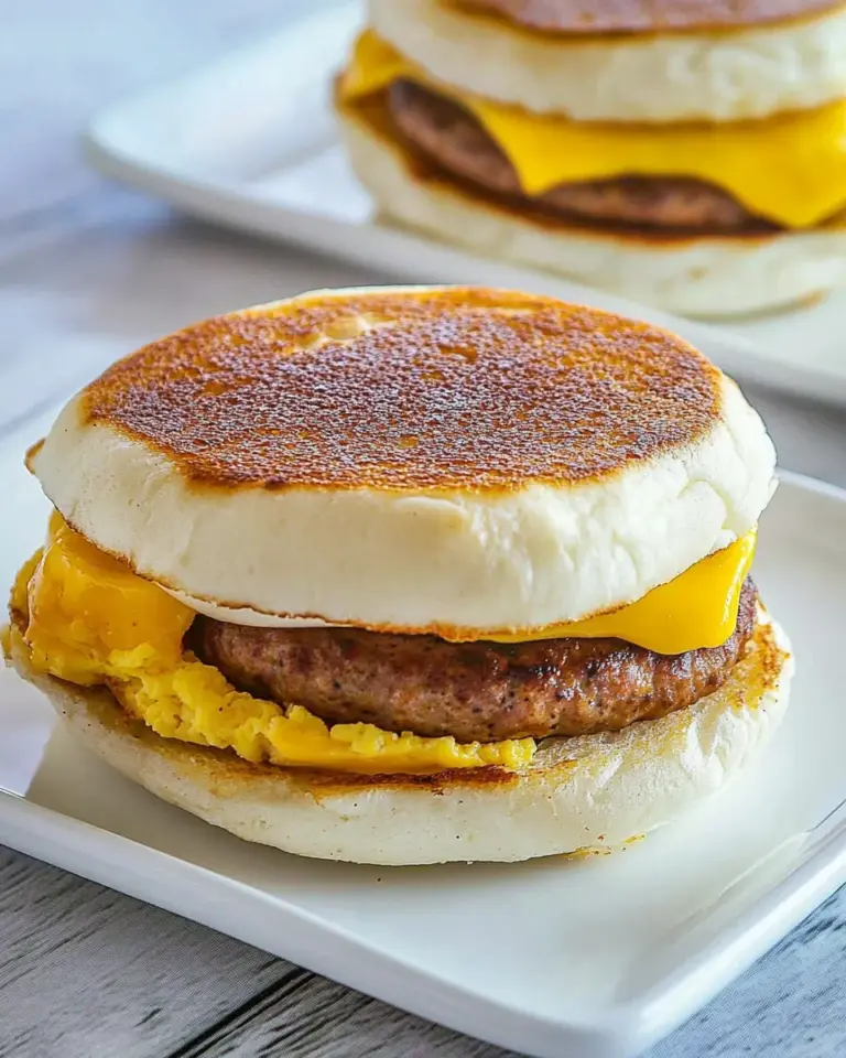 Homemade Perfect Copycat McDonalds Sausage Egg McMuffin Recipe photo