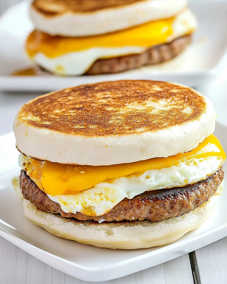 Delicious Perfect Copycat McDonalds Sausage Egg McMuffin Recipe image