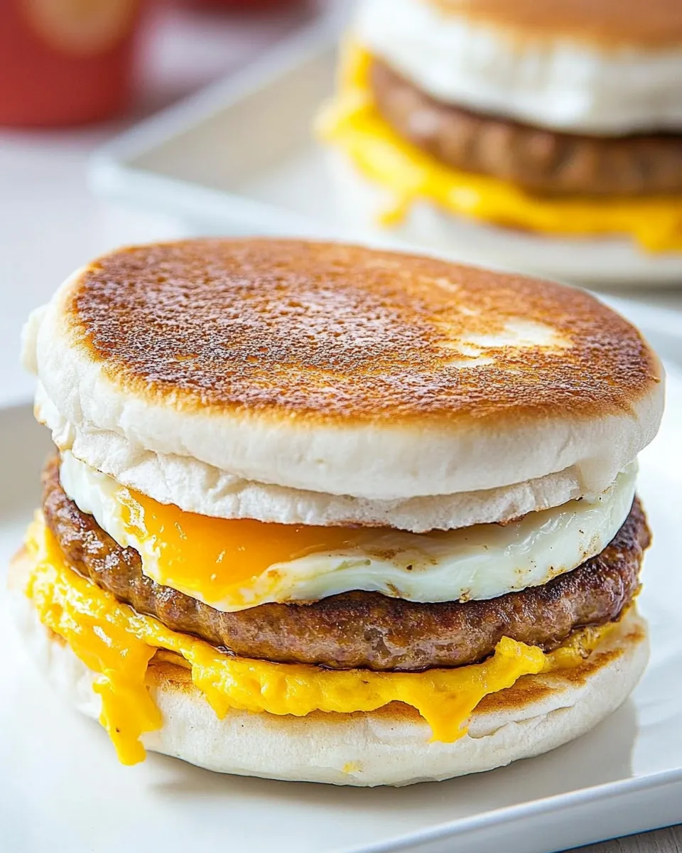 Easy Perfect Copycat McDonalds Sausage Egg McMuffin Recipe picture