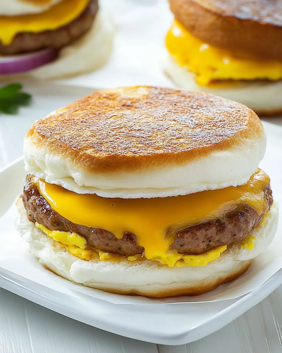 Savory Perfect Copycat McDonalds Sausage Egg McMuffin Recipe shot