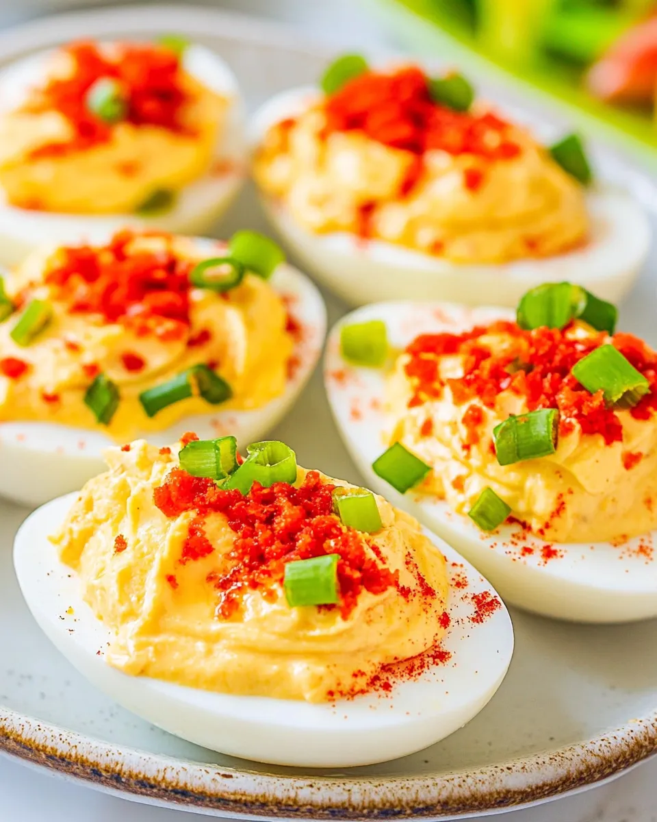 Savory Pimento Cheese Deviled Eggs shot