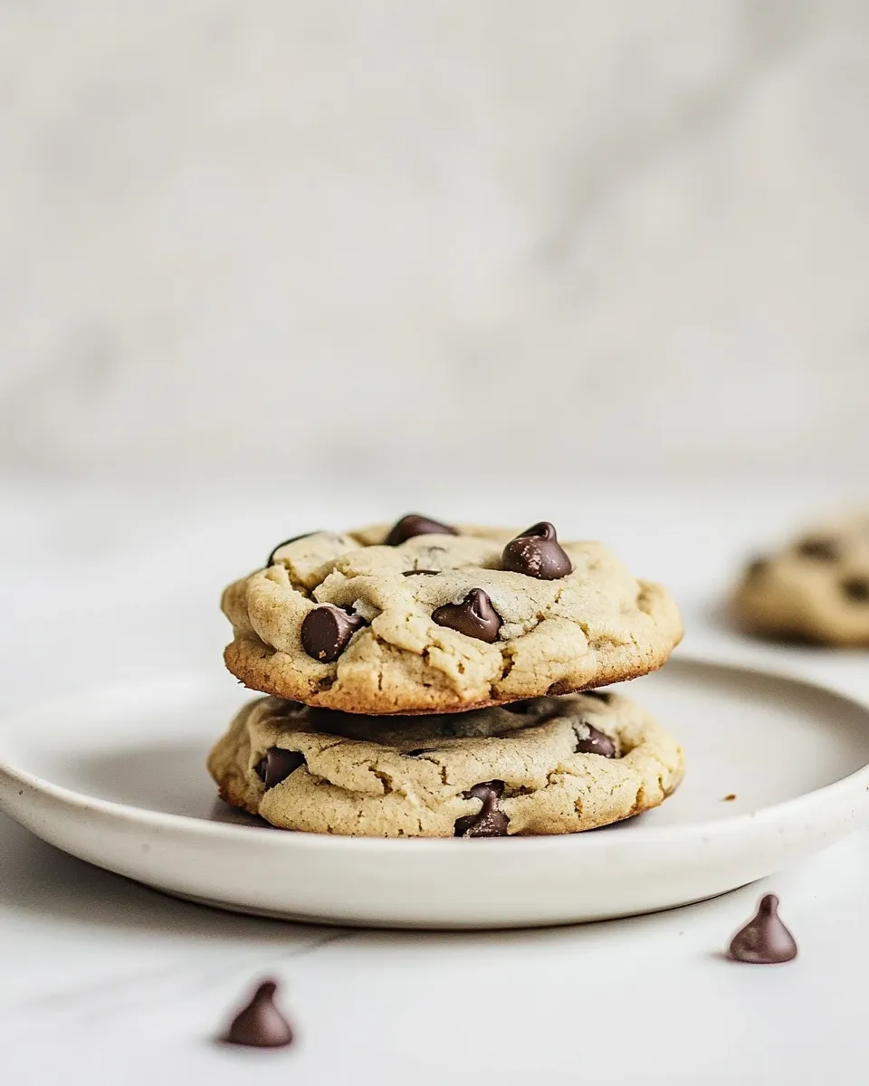 Savory Puffy Peanut Butter Cookies with Chocolate Chips. recipe image