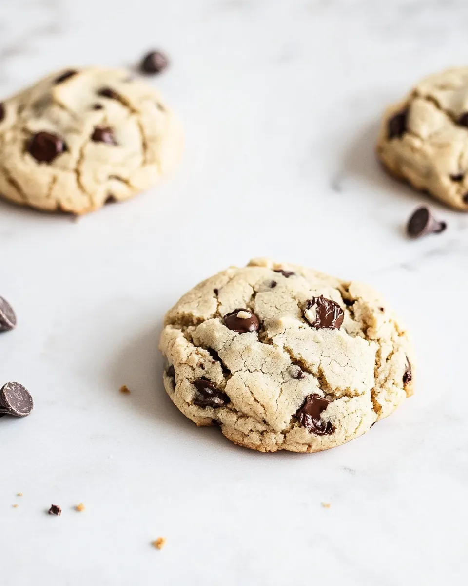 Homemade Puffy Peanut Butter Cookies with Chocolate Chips. shot