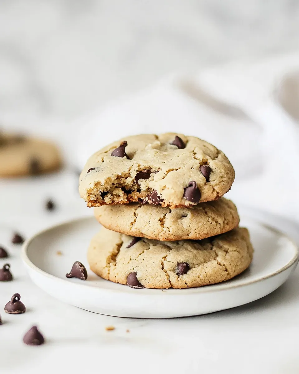 Classic Puffy Peanut Butter Cookies with Chocolate Chips. recipe image