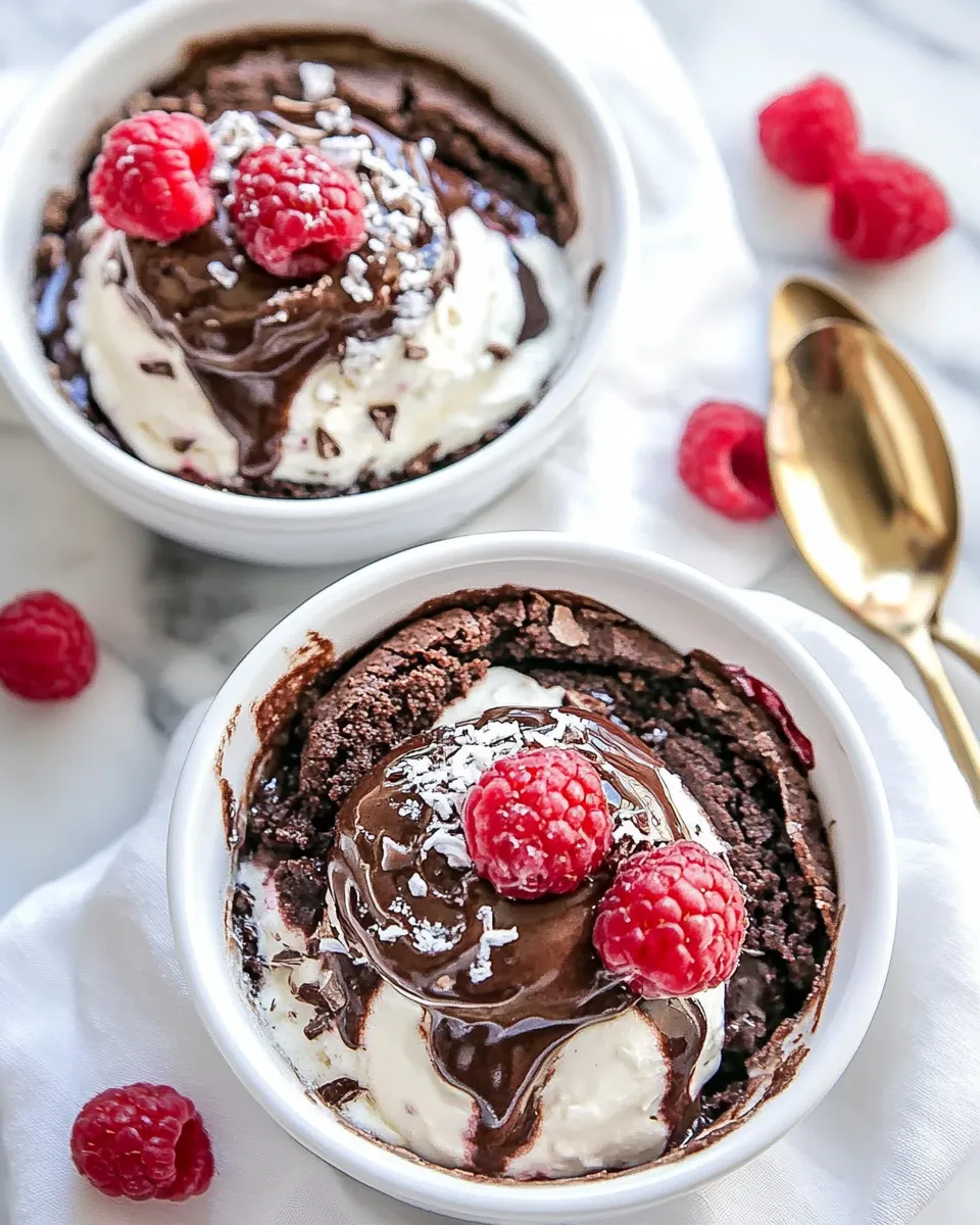 Delicious Raspberry Swirl Brownie Sundae For Two photo