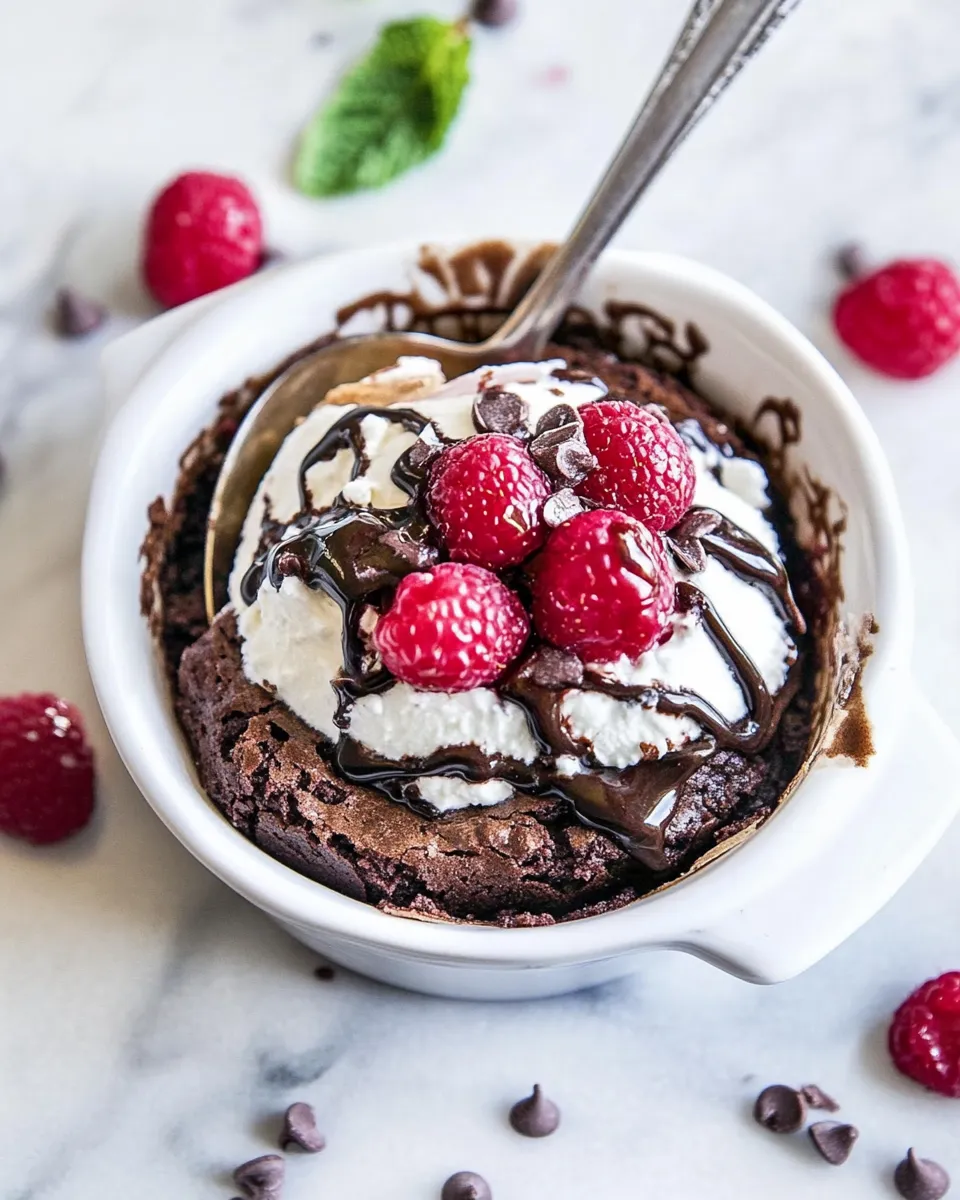 Classic Raspberry Swirl Brownie Sundae For Two picture