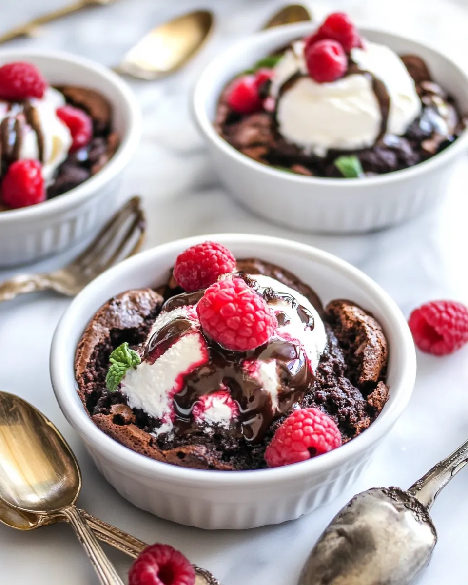 Tasty Raspberry Swirl Brownie Sundae For Two food shot