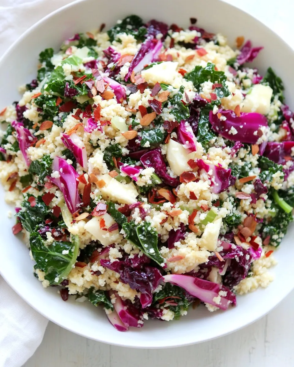 Easy Raw Cauliflower Couscous with Kale and Cabbage photo