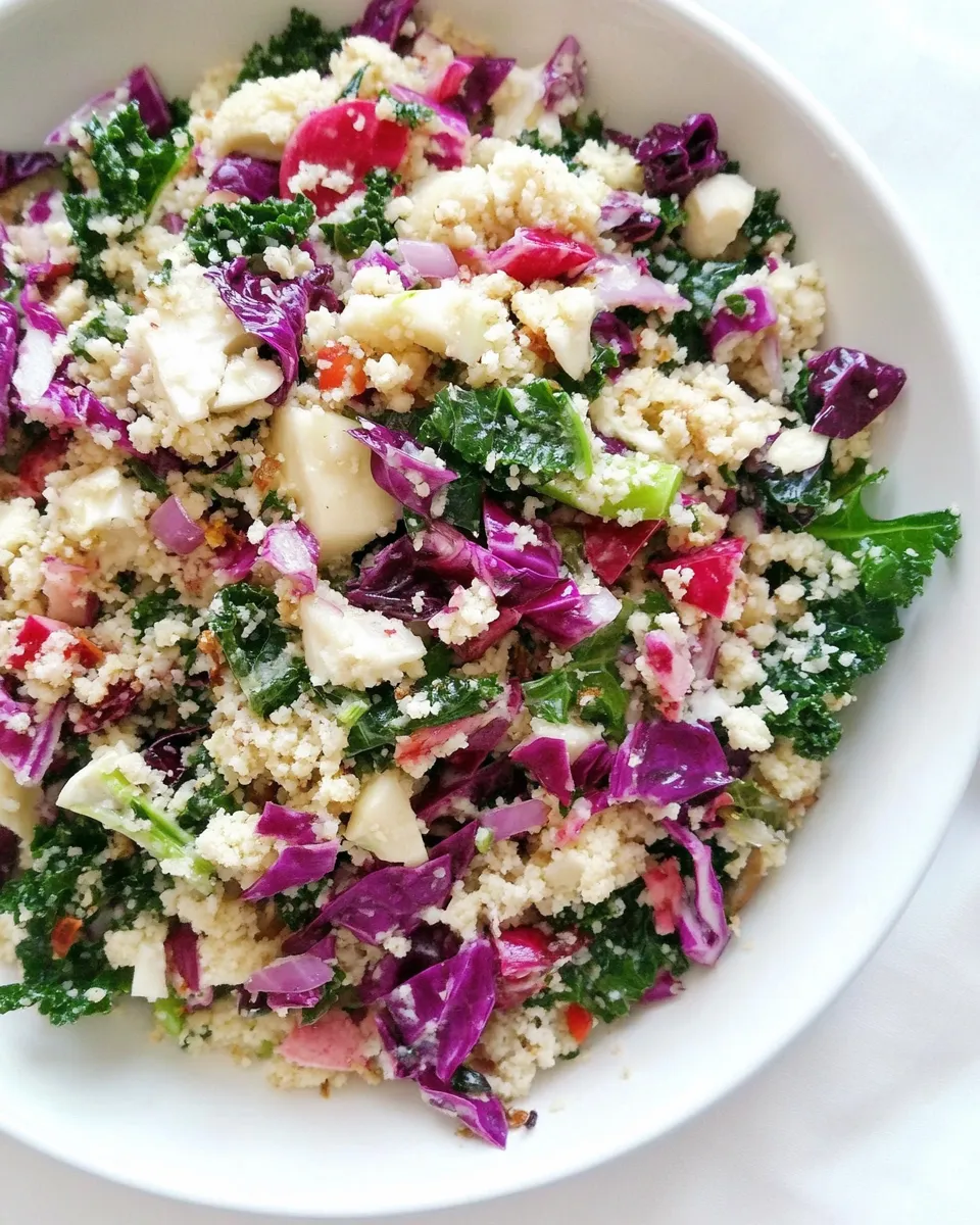 Delicious Raw Cauliflower Couscous with Kale and Cabbage image