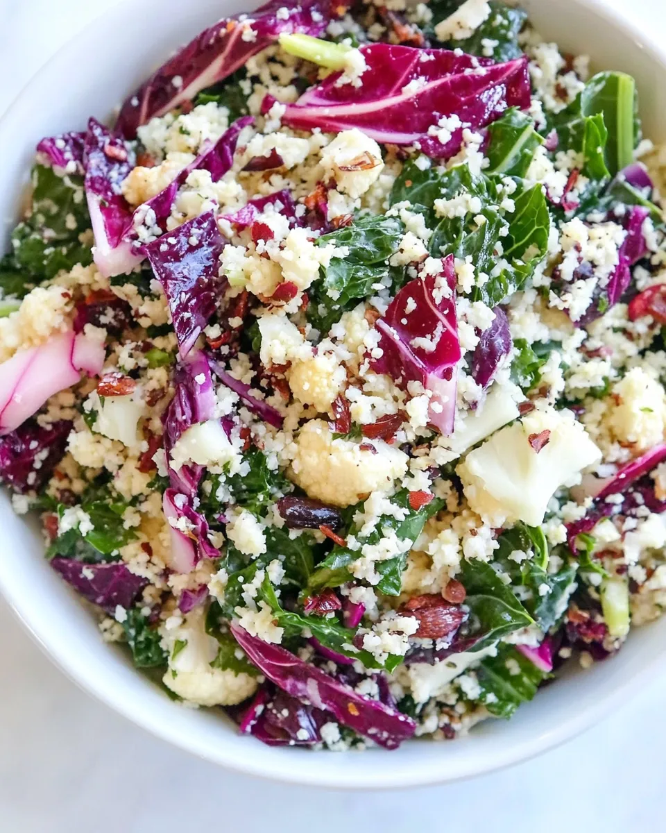 Healthy Raw Cauliflower Couscous with Kale and Cabbage recipe photo