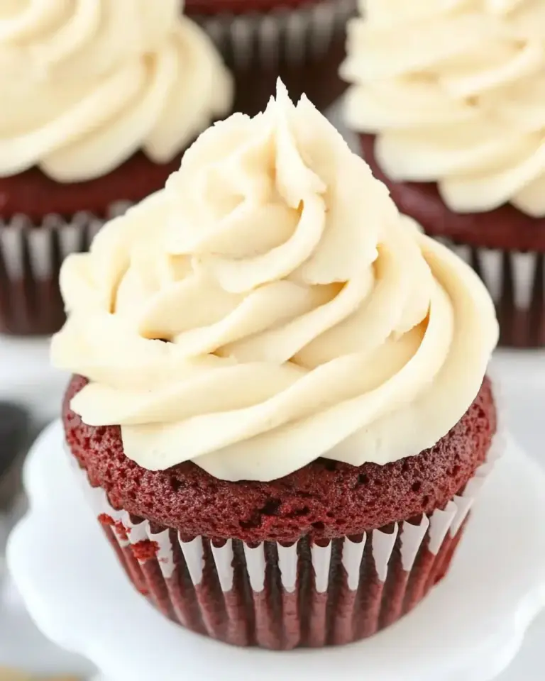 Homemade Red Velvet Cupcakes with Cream Cheese Frosting photo