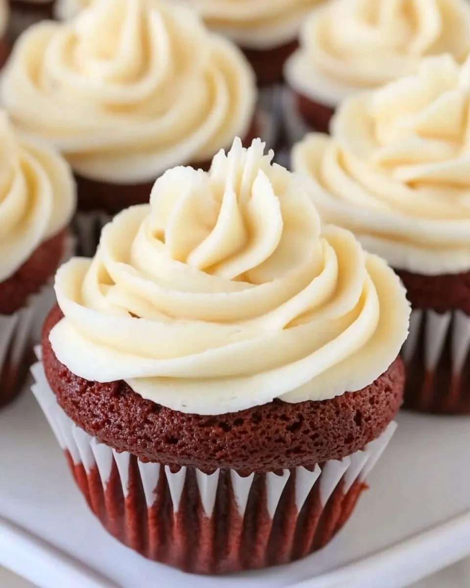 Easy Red Velvet Cupcakes with Cream Cheese Frosting shot