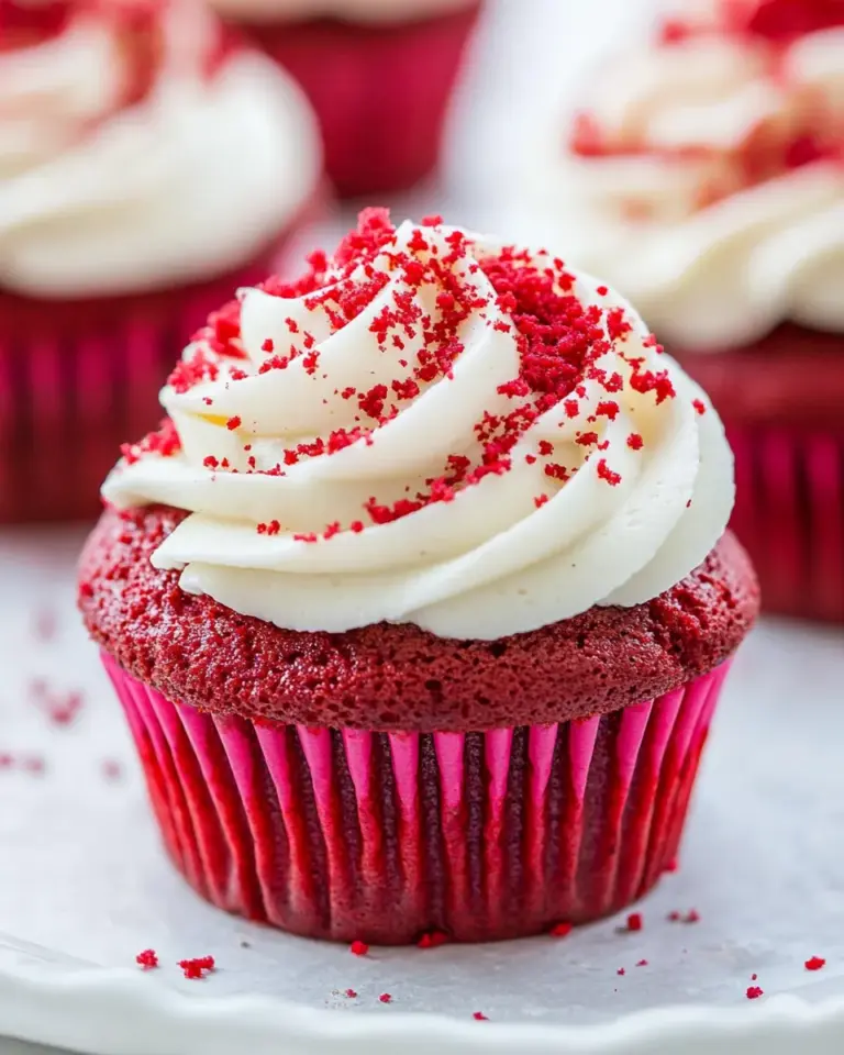 Homemade Red Velvet Cupcakes with Vanilla Cream Cheese Frosting photo