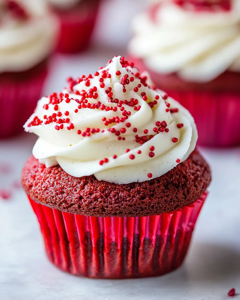 Delicious Red Velvet Cupcakes with Vanilla Cream Cheese Frosting image