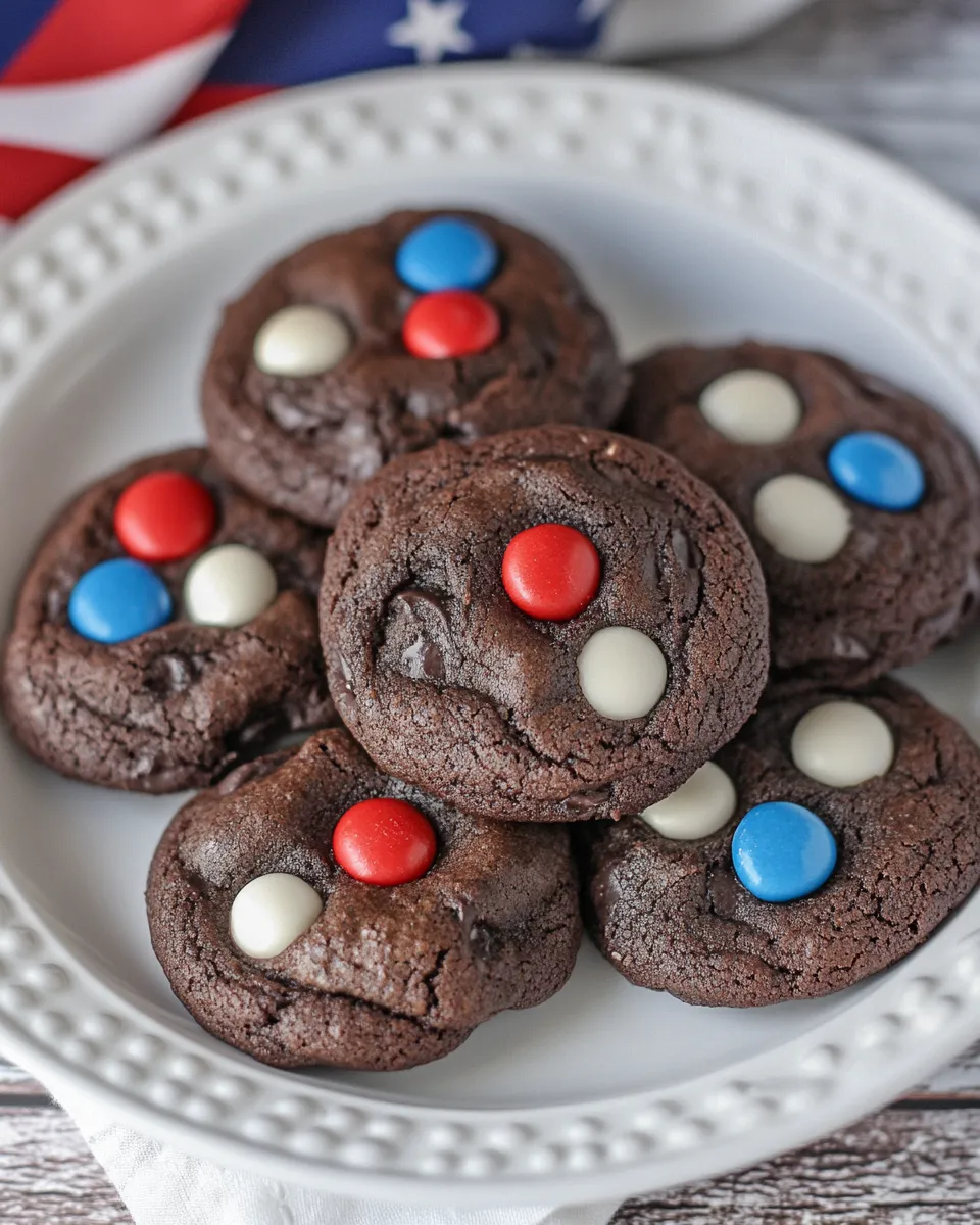 Homemade Red White and Blue Brownie Cookies photo