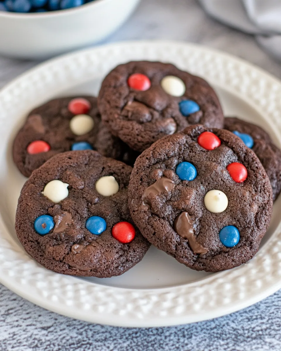 Delicious Red White and Blue Brownie Cookies shot