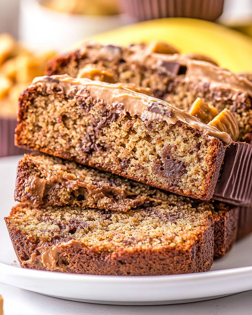 Homemade Reeses Peanut Butter Cup Banana Bread photo