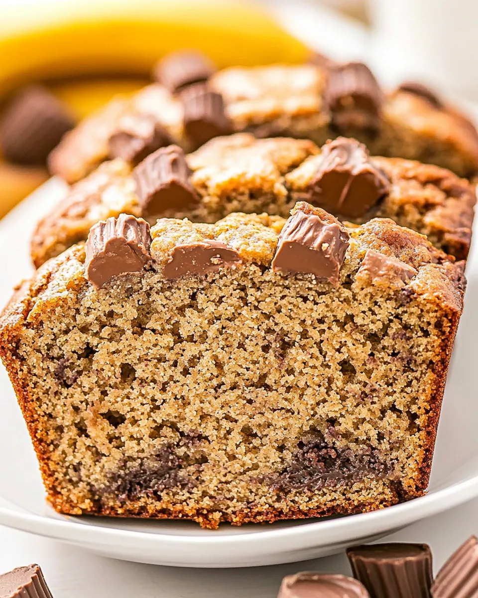 Delicious Reeses Peanut Butter Cup Banana Bread shot