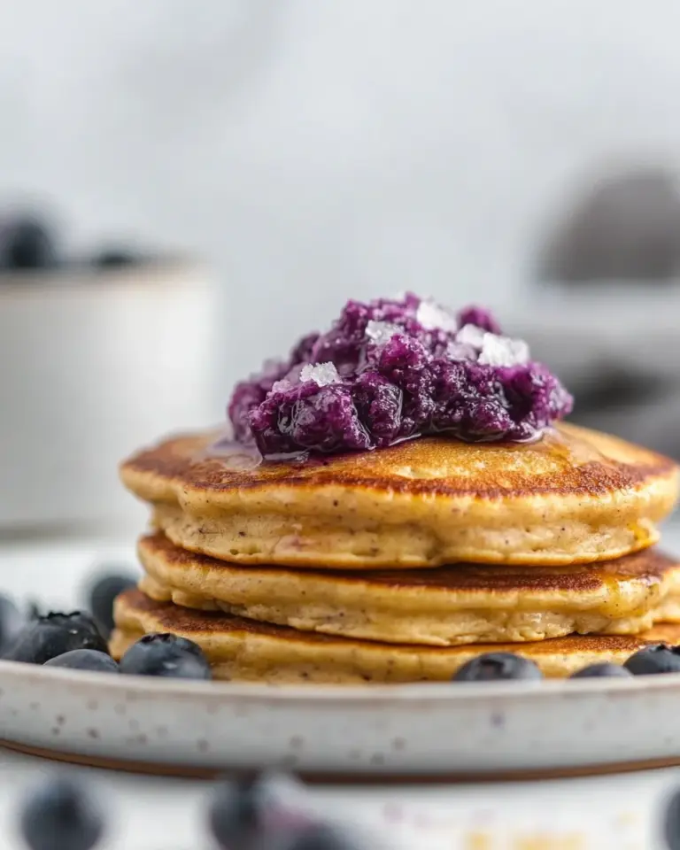 Best Ricotta Pancakes with Salted Blueberry Butter. dish image