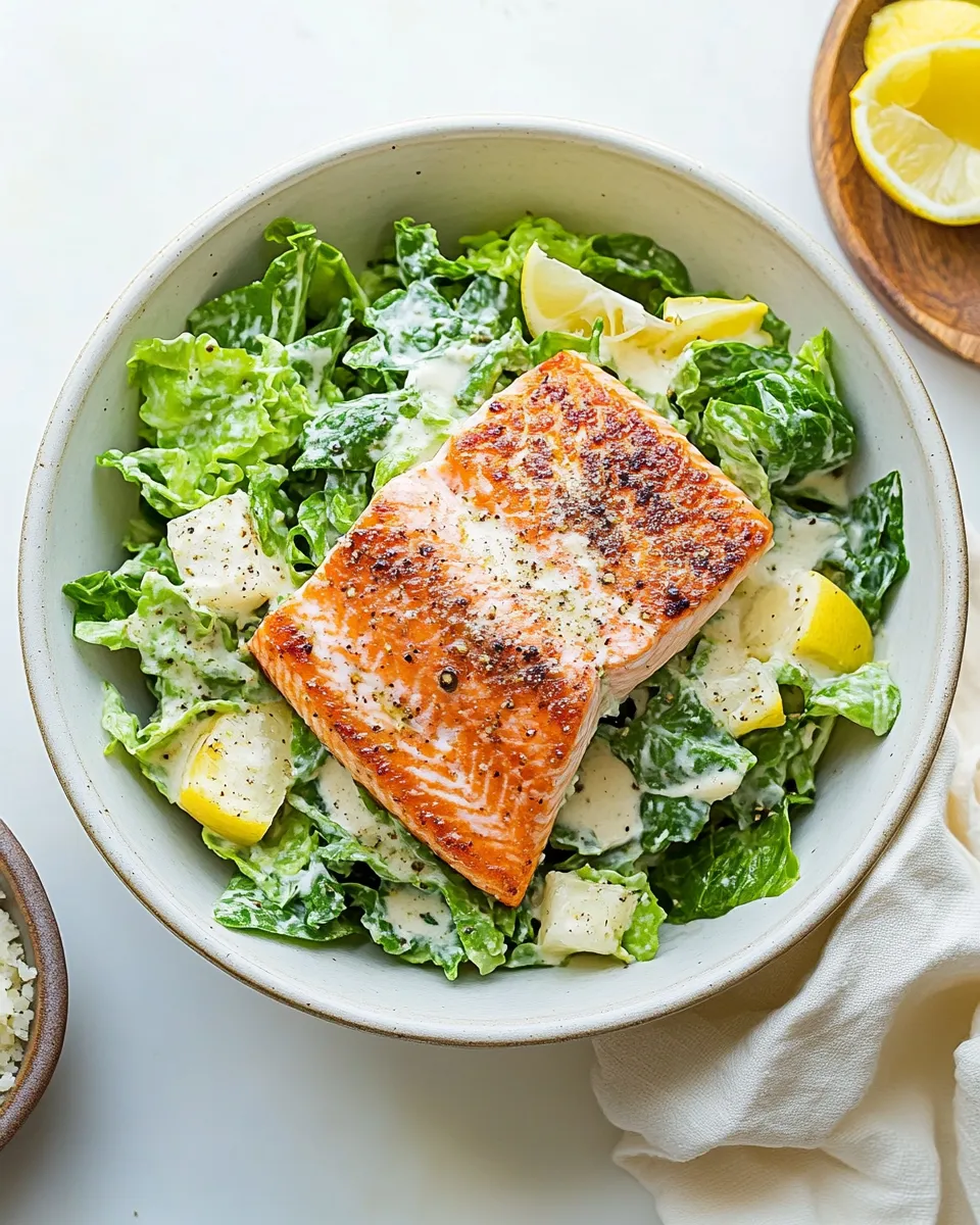 Homemade Salmon Caesar Salad photo