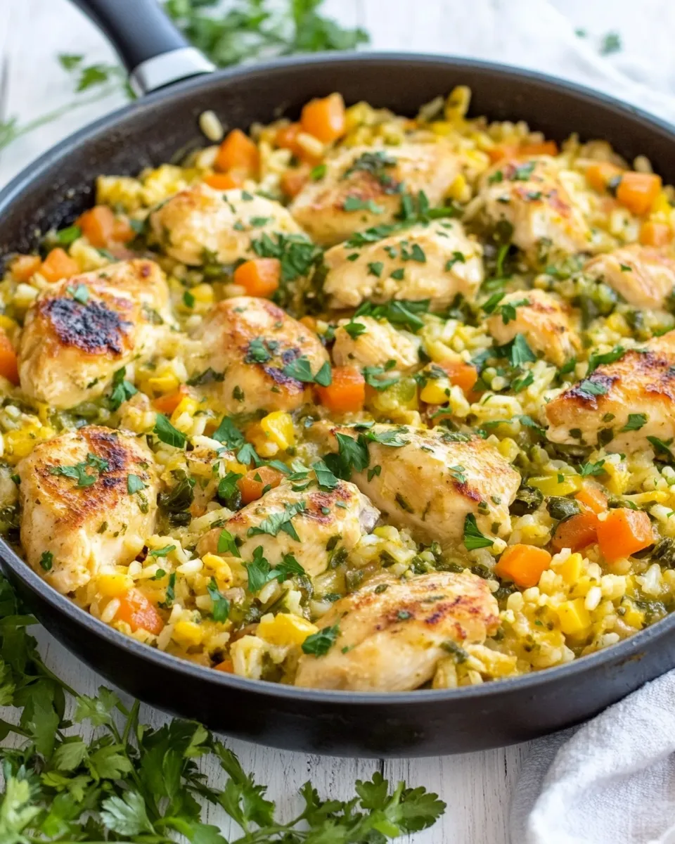 Healthy Salsa Verde Chicken and Rice Skillet recipe photo