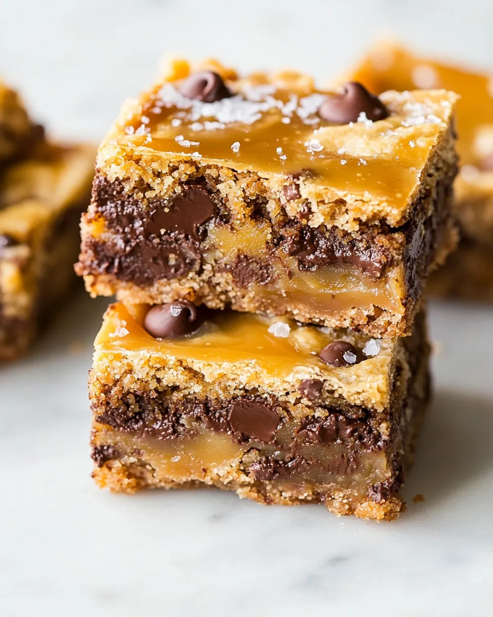 Quick Salted Caramel Chocolate Chip Cookie Bars shot