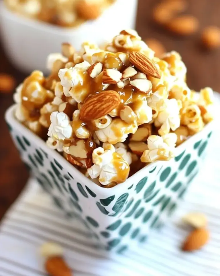 Homemade Salted Caramel Popcorn with Almonds photo