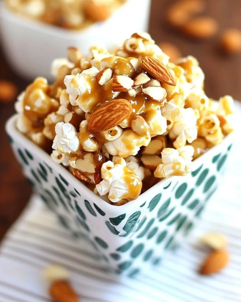 Homemade Salted Caramel Popcorn with Almonds photo