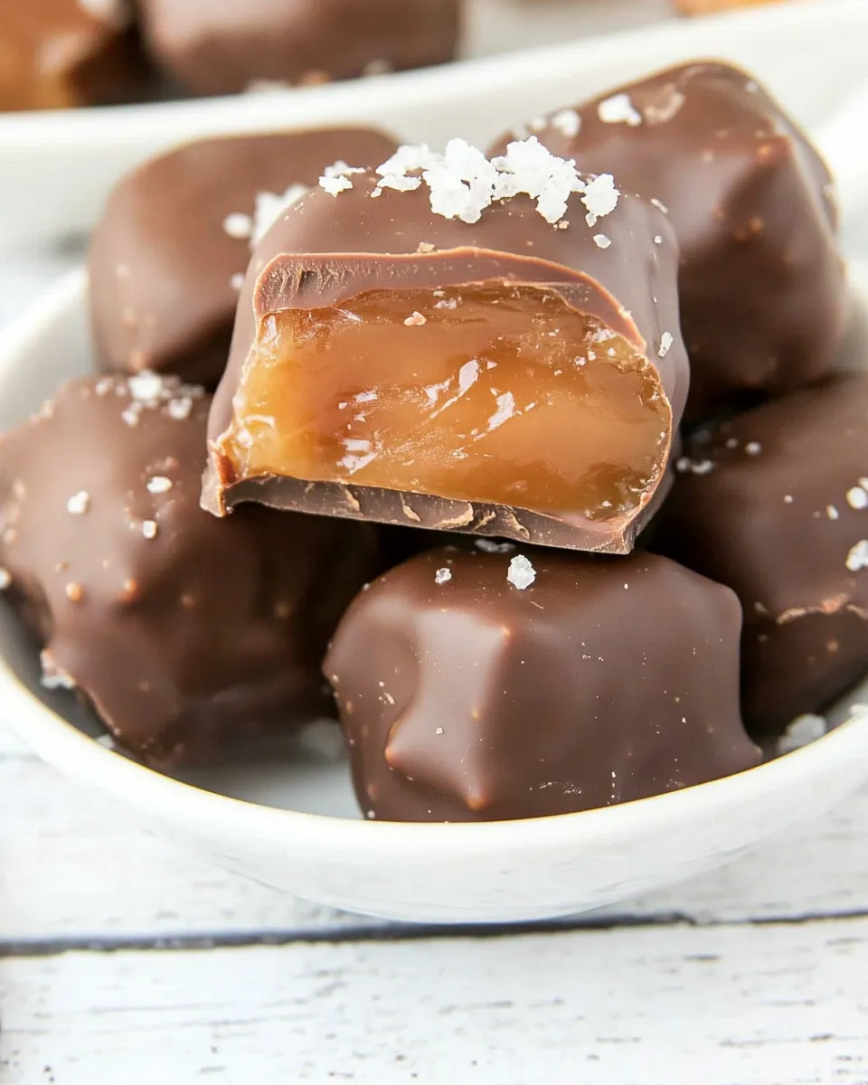 Easy Salted Chocolate Covered Caramels recipe photo