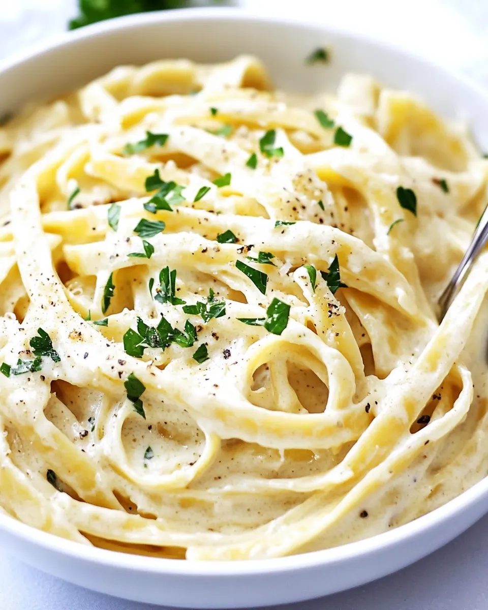 Delicious Skinny Fettuccini Garlic Alfredo image