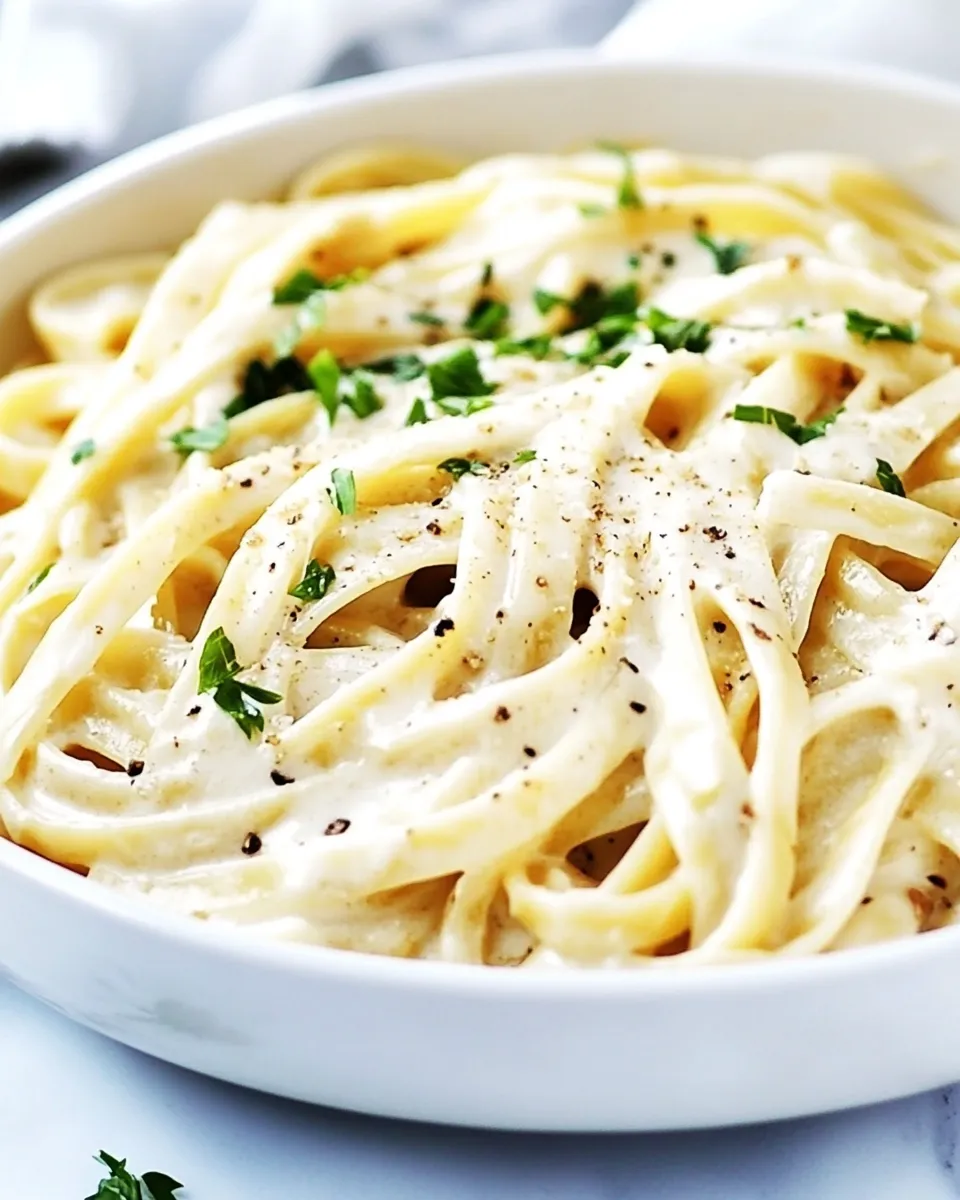Healthy Skinny Fettuccini Garlic Alfredo recipe photo