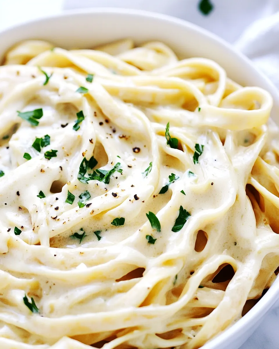 Quick Skinny Fettuccini Garlic Alfredo shot