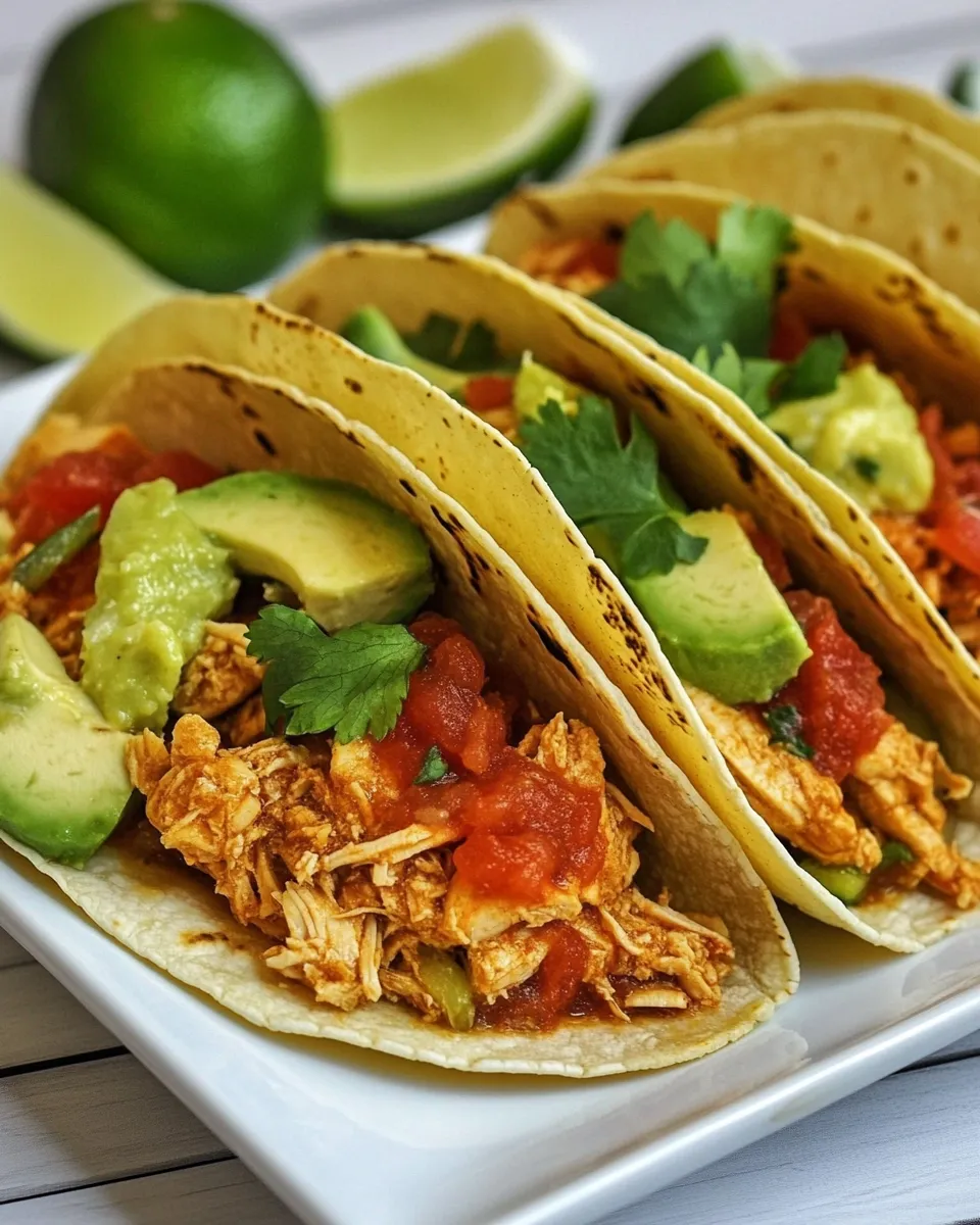 Quick Slow Cooker Protein Chicken Tacos dish photo