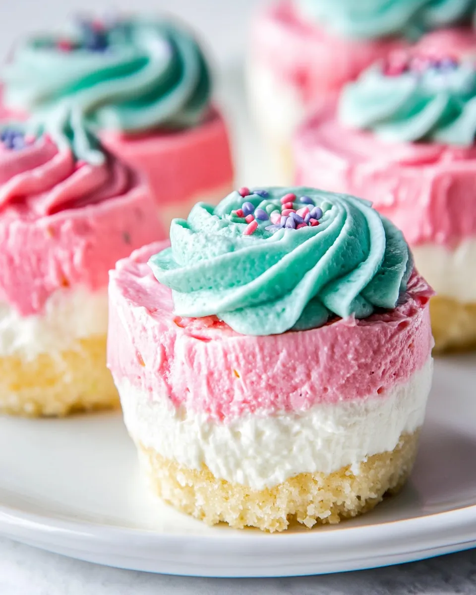 Delicious Small-batch No-bake Unicorn Cheesecakes image