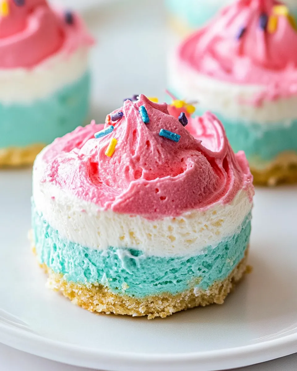 Easy Small-batch No-bake Unicorn Cheesecakes recipe photo