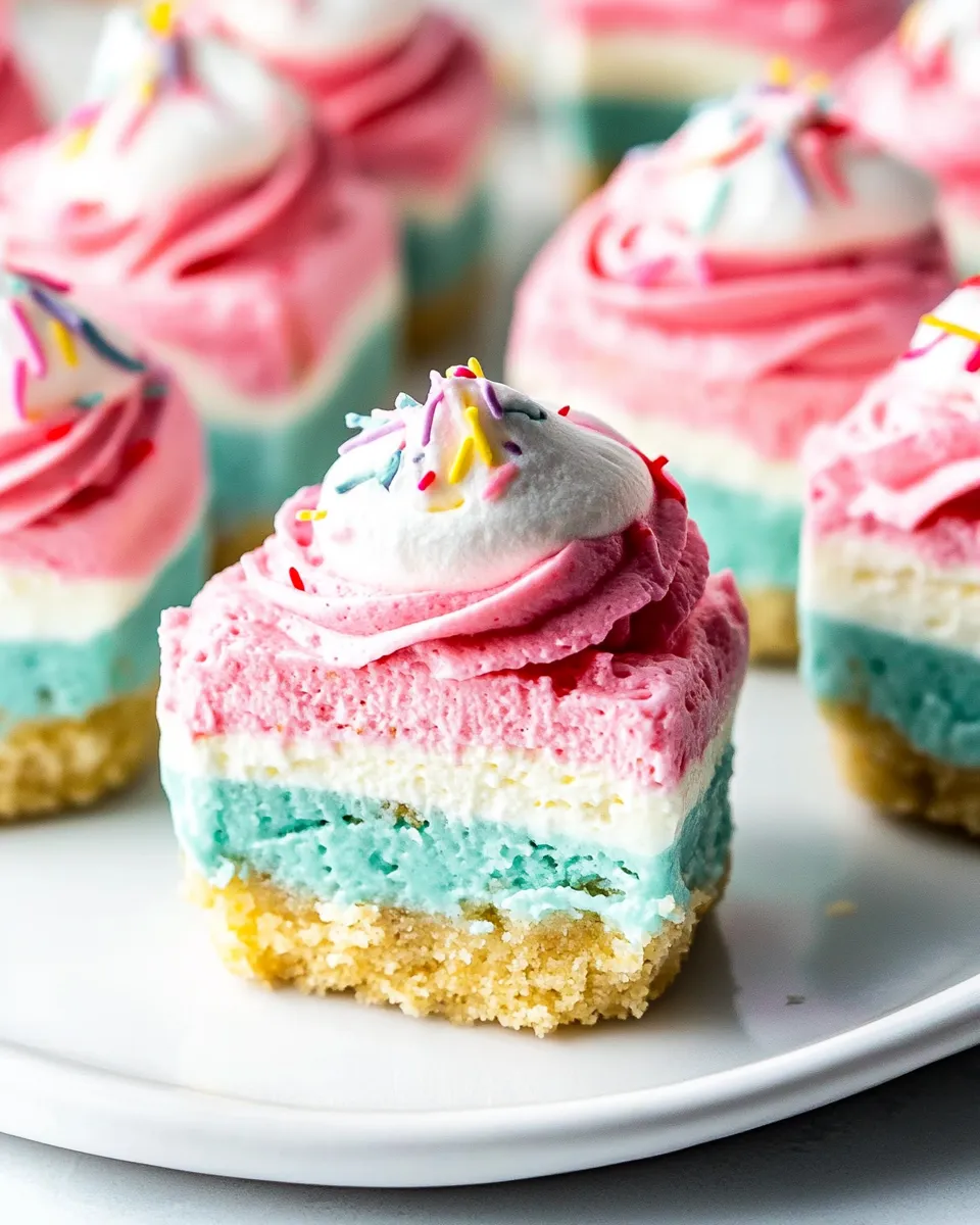 Sweet Small-batch No-bake Unicorn Cheesecakes shot