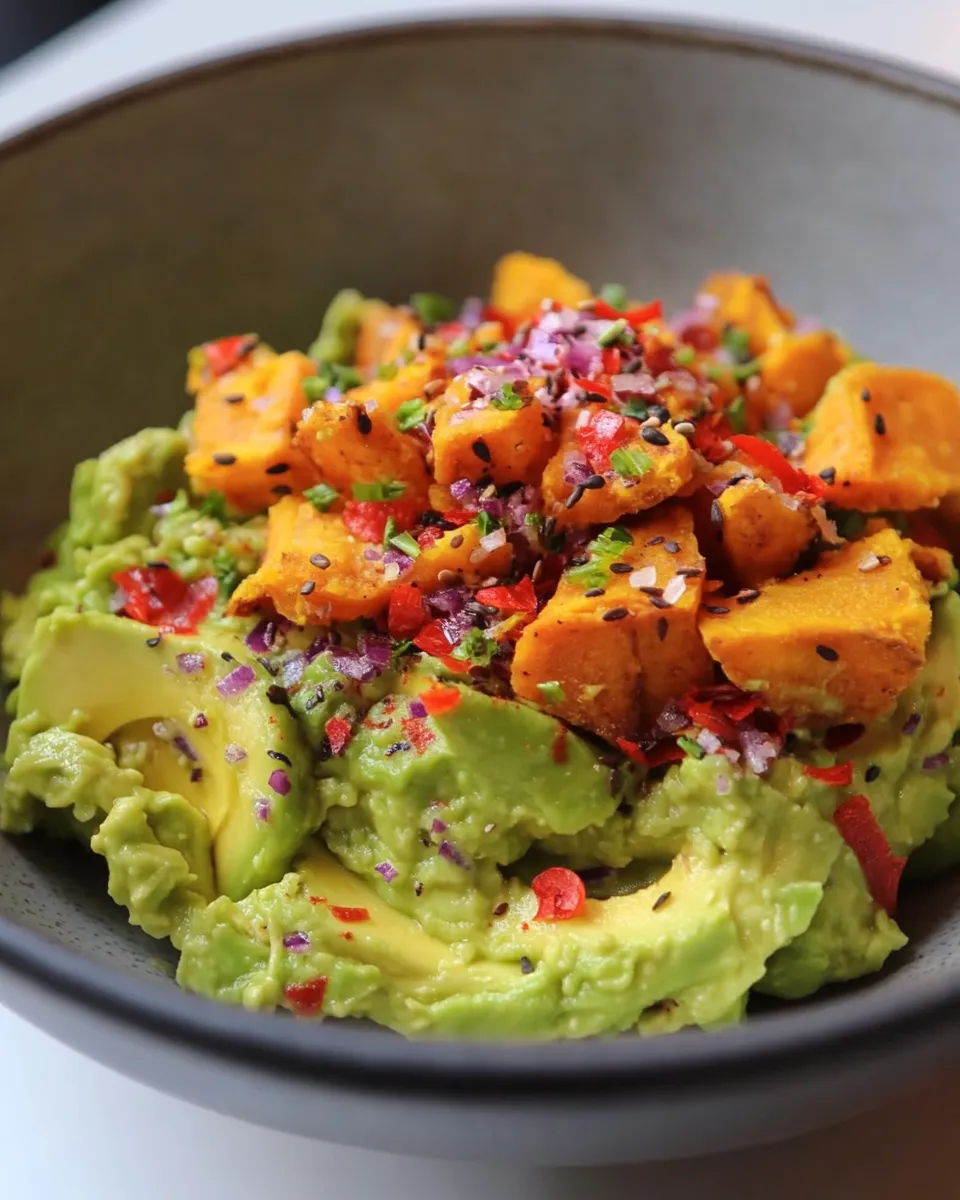 Homemade Smashed Avocados with Sweet Potato Chips photo