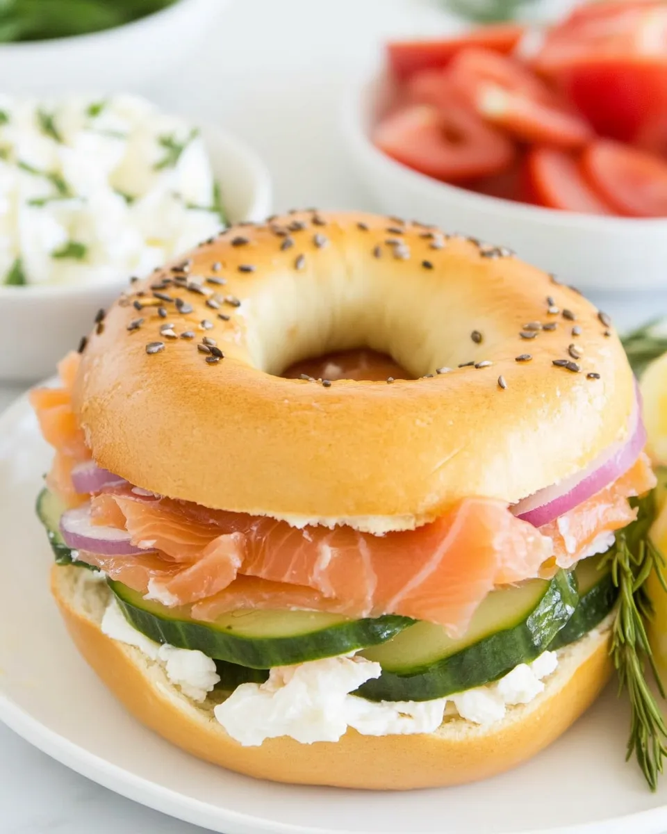 Homemade Smoked Salmon Bagel photo