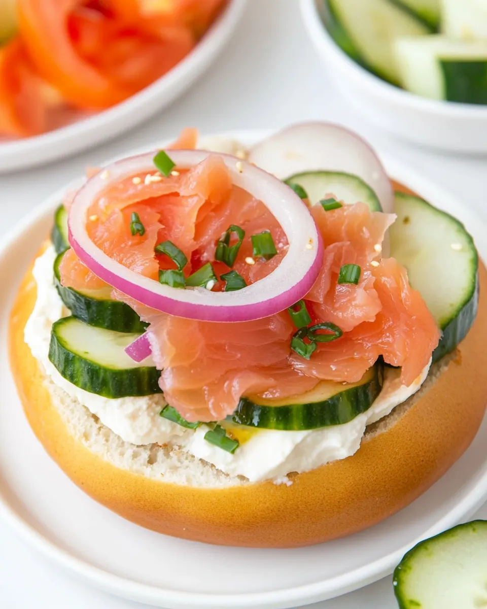 Delicious Smoked Salmon Bagel shot