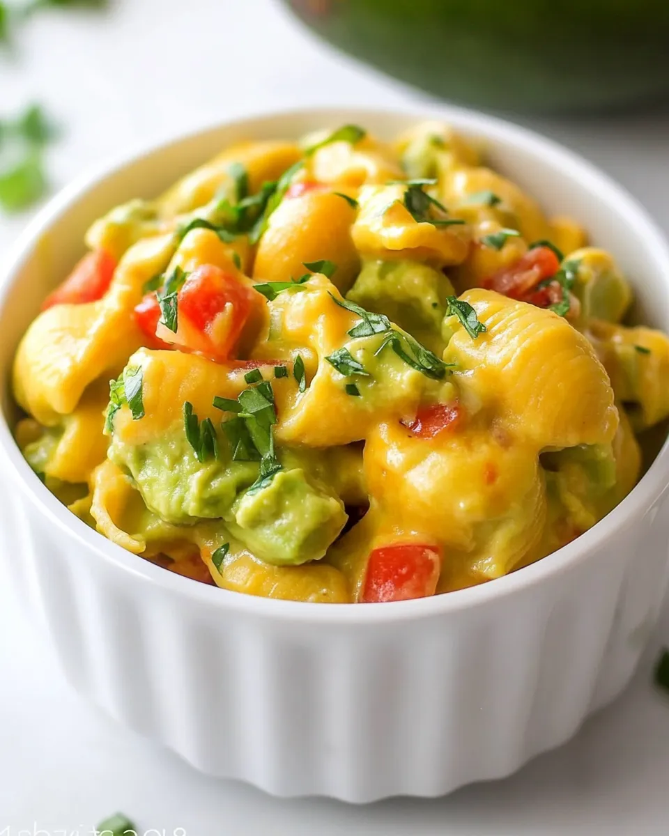 Easy Smoky Avocado Shells and Cheese shot