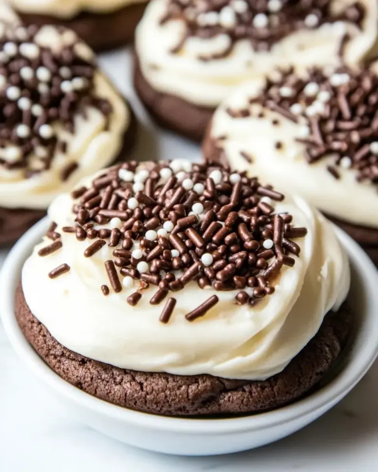 Homemade Soft Frosted Chocolate-Chocolate Chip Sprinkles Cookies photo