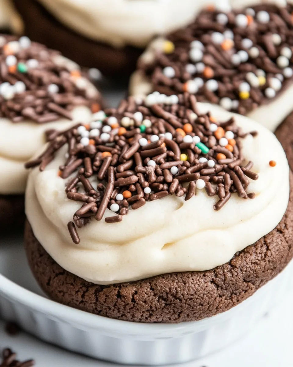 Best Soft Frosted Chocolate-Chocolate Chip Sprinkles Cookies shot