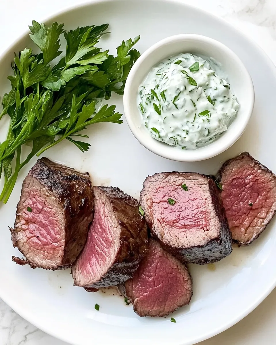 Homemade Sous Vide Filet Mignon (Medium Rare) With Tzatziki Sauce photo